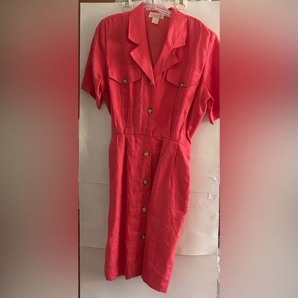 New Brooks Brothers Salmon Belted Linen Dress with Belt Size 10 - Picture 16 of 16